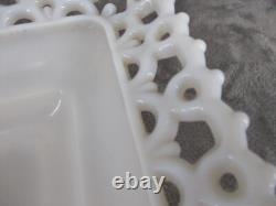 Westmoreland Doric Lace Pedestal Bowl & 2 Candy Dish Square Milk Glass 3 Piece