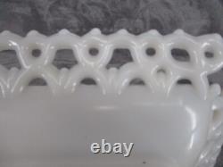 Westmoreland Doric Lace Pedestal Bowl & 2 Candy Dish Square Milk Glass 3 Piece