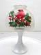 Westmoreland Fairy Lamp Satin Red Cardinal Holly White Milk Glass Bottom Vintage
