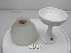 Westmoreland Fairy Lamp Satin Red Cardinal Holly White Milk Glass Bottom Vintage