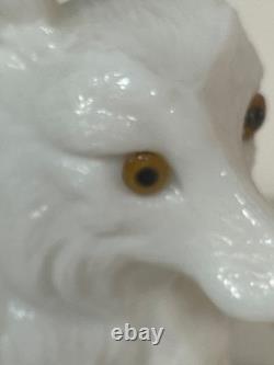 Westmoreland Fox on Lace Edge Nest, Glass Eyes Original NOS Label Milk Glass