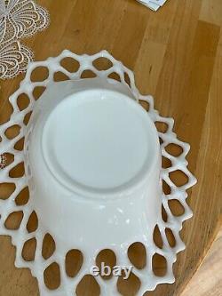 Westmoreland Glass 1947 Oval Doric Lace Milk Glass Bowl