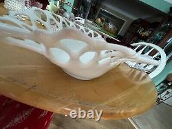 Westmoreland Glass 1947 Oval Doric Lace Milk Glass Bowl