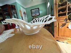 Westmoreland Glass 1947 Oval Doric Lace Milk Glass Bowl