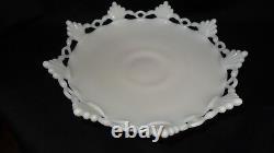 Westmoreland Glass Ring Petal Milk Glass Candlestick and Bowl USA