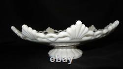 Westmoreland Glass Ring Petal Milk Glass Candlestick and Bowl USA