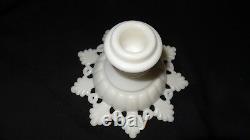 Westmoreland Glass Ring Petal Milk Glass Candlestick and Bowl USA