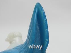 Westmoreland Hen on Nest Blue Milk Glass White Head Covered Dish