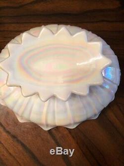 Westmoreland Iridescent White Milk Glass Mother of Pearl Compote/Bowl