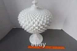 Westmoreland MILK GLASS DIAMOND POINT SAWTOOTH Covered Compote, Vintage