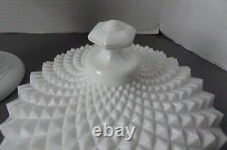 Westmoreland MILK GLASS DIAMOND POINT SAWTOOTH Covered Compote, Vintage