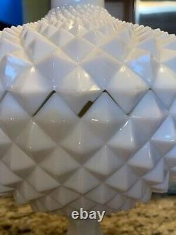 Westmoreland Milk Glass Diamond Point 14 Covered Compote