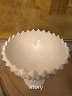 Westmoreland Milk Glass Diamond Point 14 Covered Compote