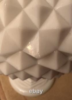 Westmoreland Milk Glass Diamond Point 14 Covered Compote