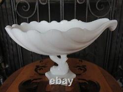 Westmoreland Milk Glass Dolphin Koi Fish 13 Shell Bowl & 9 Candle Holder Pair