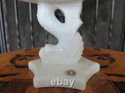 Westmoreland Milk Glass Dolphin Koi Fish 13 Shell Bowl & 9 Candle Holder Pair
