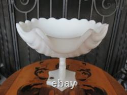 Westmoreland Milk Glass Dolphin Koi Fish 13 Shell Bowl & 9 Candle Holder Pair