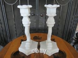 Westmoreland Milk Glass Dolphin Koi Fish 13 Shell Bowl & 9 Candle Holder Pair