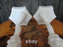 Westmoreland Milk Glass Dolphin Koi Fish 13 Shell Bowl & 9 Candle Holder Pair