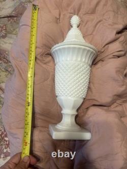 Westmoreland Milk Glass English Hobnail Apothecary Pedestal 15 Tall 2-Jars