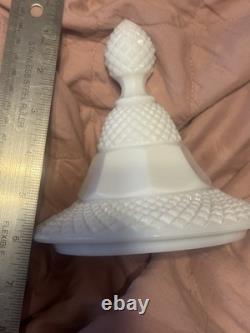 Westmoreland Milk Glass English Hobnail Apothecary Pedestal 15 Tall 2-Jars