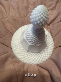 Westmoreland Milk Glass English Hobnail Apothecary Pedestal 15 Tall 2-Jars