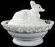 Westmoreland Milk Glass Fox On Dancing Sailor Lacy Base 8l Covered Dish