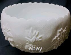 Westmoreland Milk Glass Fruits punch bowl set base ladle 10 cups hooks vintage