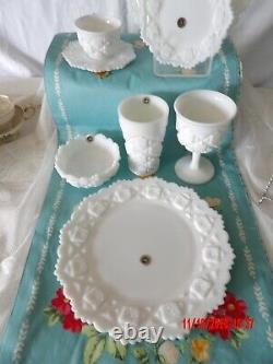 Westmoreland Milk Glass Old Quilt 64 Pieces EIGHT(8) PLACE SETTINGS