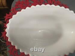 Westmoreland Milk Glass Oval English Hobnail Pedestal Serving Bowl