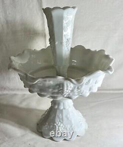 Westmoreland Milk Glass Paneled Grape 3 Piece Epergne Set RARE