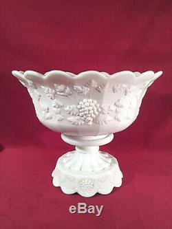 Westmoreland Milk Glass Paneled Grape Bell Shape Punch Bowl Set