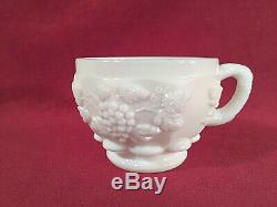 Westmoreland Milk Glass Paneled Grape Bell Shape Punch Bowl Set