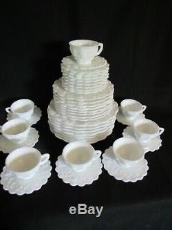 Westmoreland Milk Glass Paneled Grape Dinner Place Setting Collection 39pc