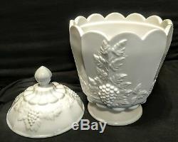 Westmoreland Milk Glass Paneled Grape (LARGE) Canister with Lid
