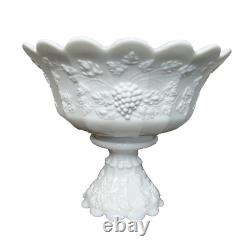 Westmoreland Milk Glass Paneled Grape Punch Bowl Set Stand