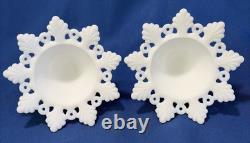 Westmoreland Milk Glass Ring Pedestal Banana Boat & Matching Candlesticks Set