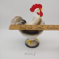 Westmoreland Milk Glass Rooster Covered Dish 8.5 vtg Painted Standing Chicken