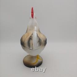 Westmoreland Milk Glass Rooster Covered Dish 8.5 vtg Painted Standing Chicken