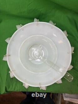 Westmoreland MilkGlass 12 Grape Punch Bowl + 12 Cups & Hooks + Extra 8.5 Bowl