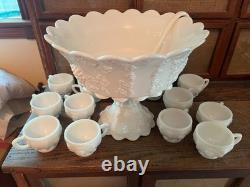 Westmoreland Milkglass Punch Bowl and Cups/ Great condition