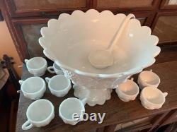 Westmoreland Milkglass Punch Bowl and Cups/ Great condition