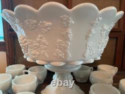 Westmoreland Milkglass Punch Bowl and Cups/ Great condition