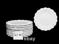 Westmoreland Opaque White Milk Glass Paneled Grape 10 Lunch Plates Lot #1 Euc