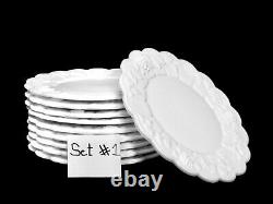 Westmoreland Opaque White Milk Glass Paneled Grape 10 Lunch Plates Lot #1 Euc