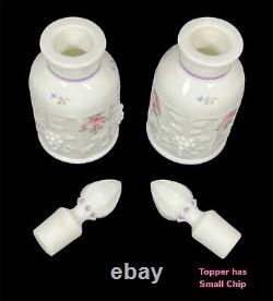 Westmoreland PANELED GRAPE ROSES & BOWS MILK GLASS 7pc DRESSER SETPG155