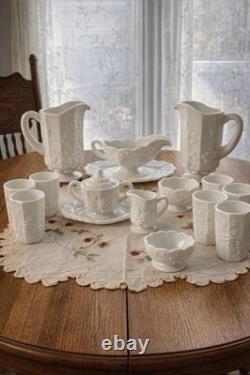 Westmoreland Paneled Grape Milk Glass 13 Pc Set Pitchers Tumblers