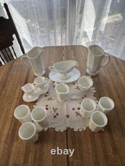 Westmoreland Paneled Grape Milk Glass 13 Pc Set Pitchers Tumblers