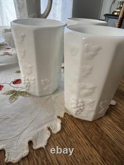 Westmoreland Paneled Grape Milk Glass 13 Pc Set Pitchers Tumblers