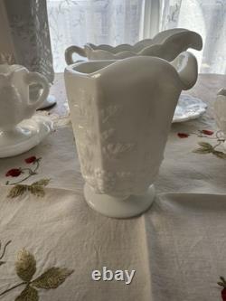 Westmoreland Paneled Grape Milk Glass 13 Pc Set Pitchers Tumblers